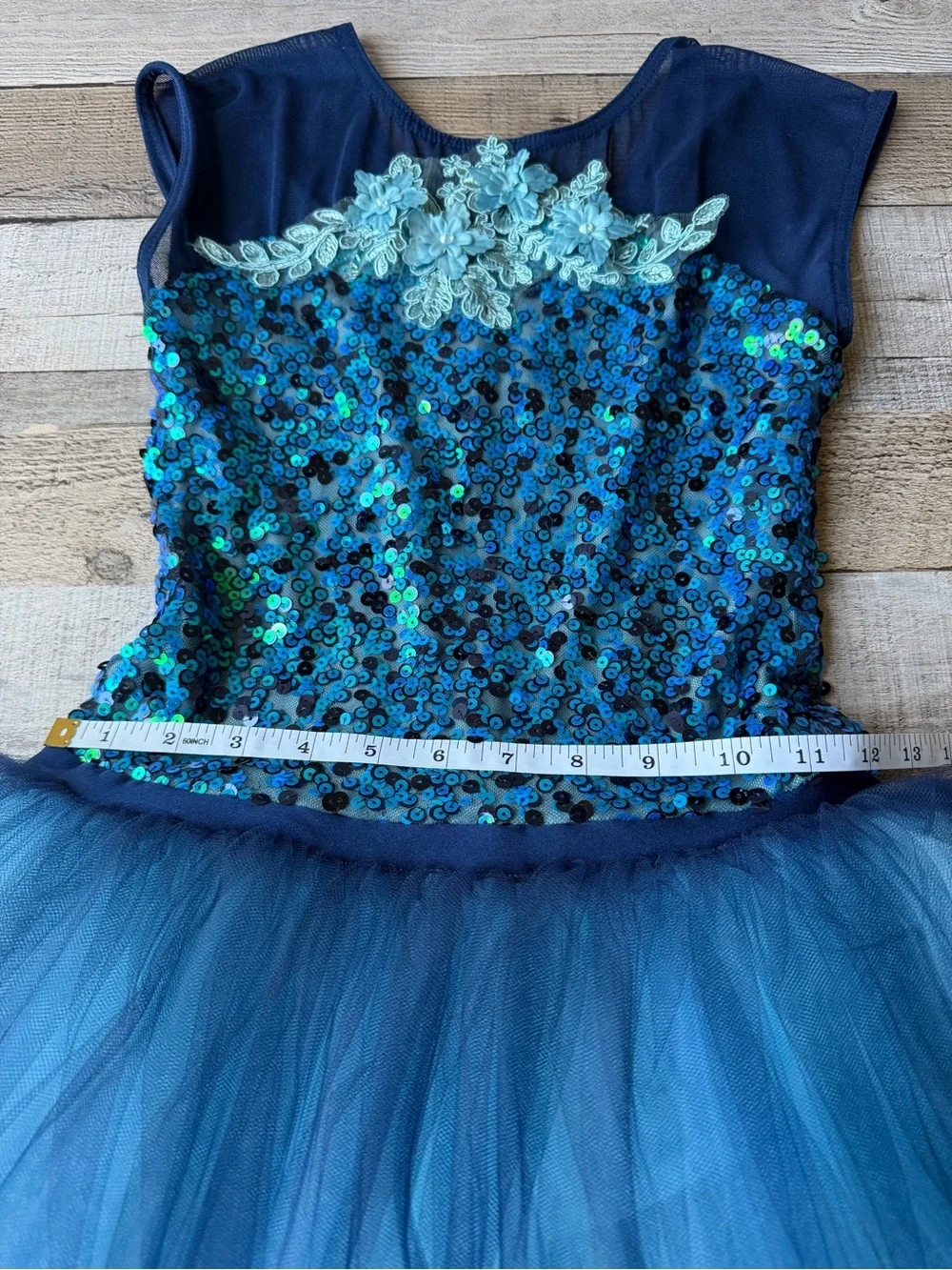 Weissman Blue Teal Sequin Tulle Ballet Recital Costume Girls MC